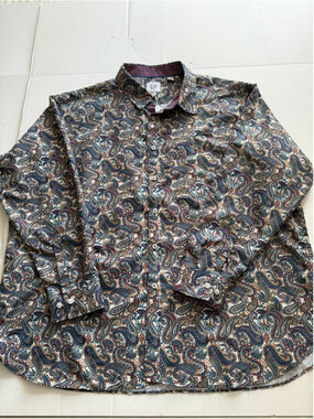 Kilburne & Finch 3XL button-up shirt with vibrant multicolored paisley